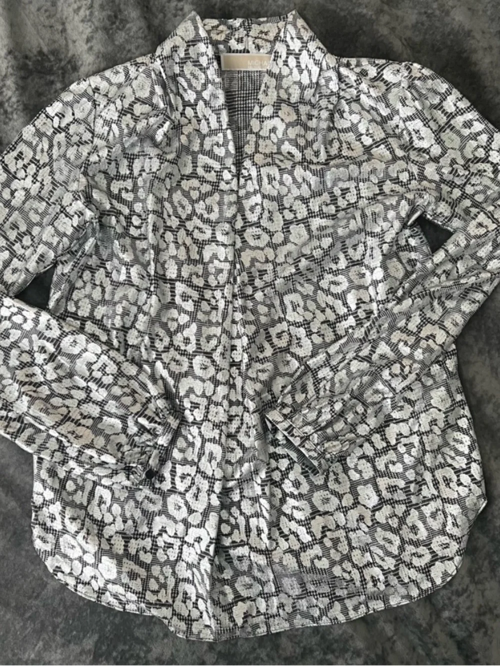 Michael Kors Metallic Leopard Animal Print V-Neck Tunic Top